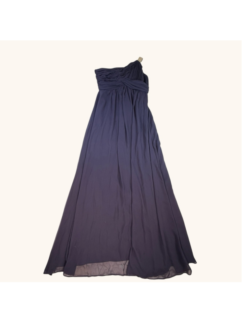 Calvin Klein One Shoulder Evening Gown Navy Blue Beaded Strap Maxi Dress Size 6